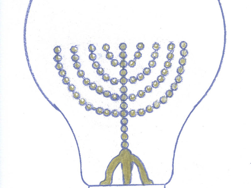 Light Bulb with Bloch Hanukkah Menorah