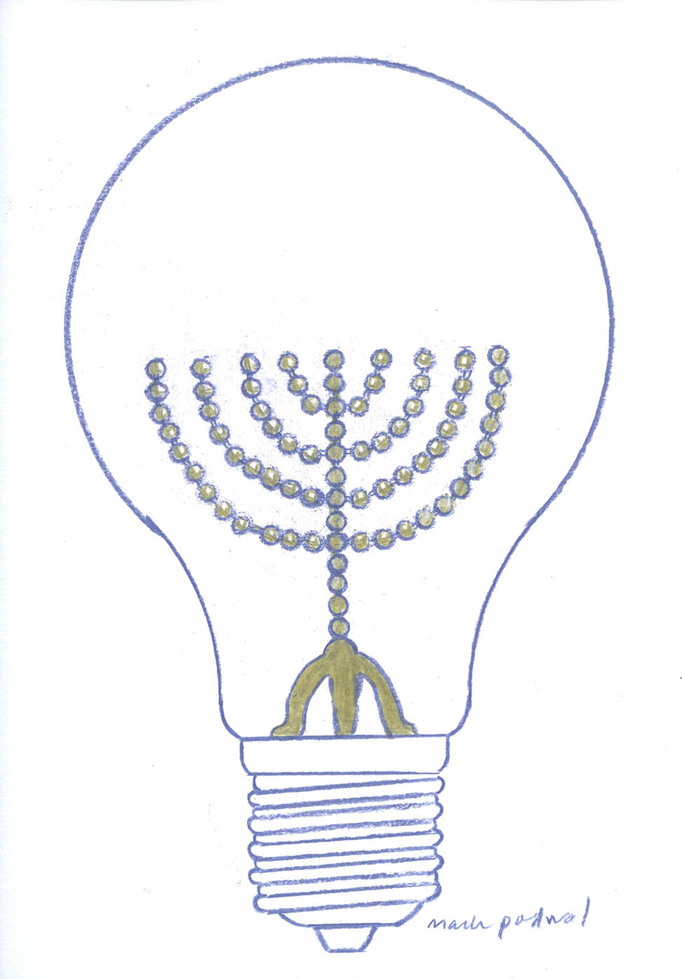 Light Bulb with Bloch Hanukkah Menorah