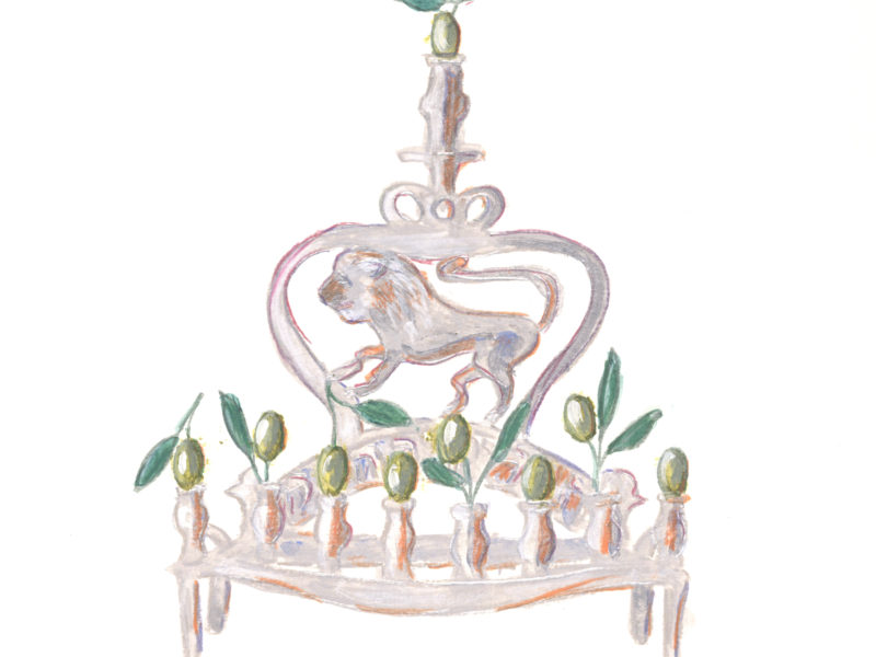 Hanukkiah Lamp with Olives