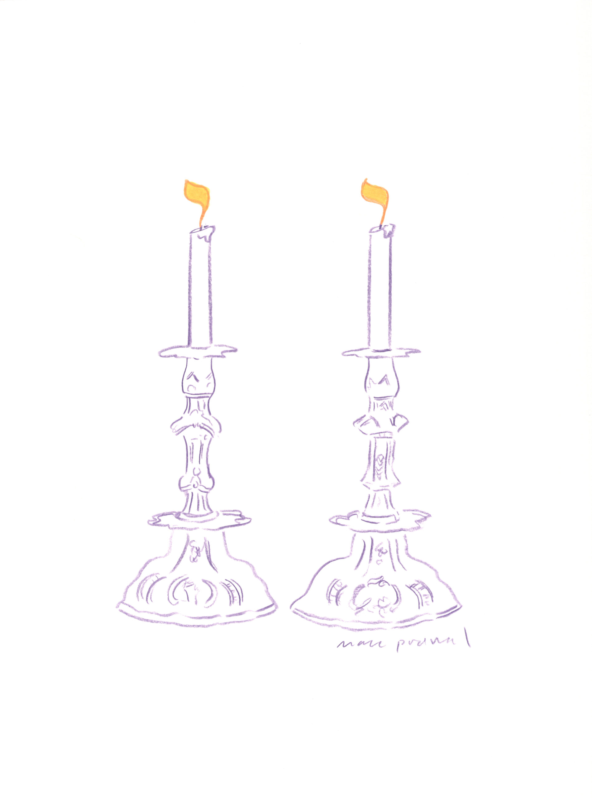 Shabbat Candles with Yud Flames